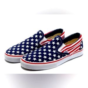 American Flag Vans Slip Ons